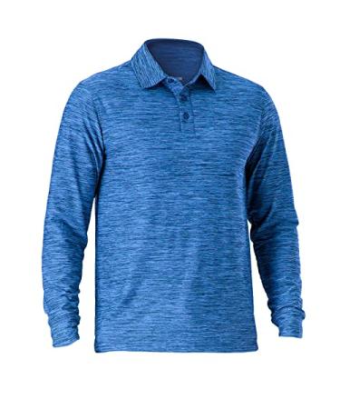 NAVISKIN Men's Polo Shirts Quick Dry Golf Shirts UPF 50 Long and Short Sleeve Moisture Wicking Polo Shirts Navy Large