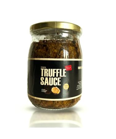 Gourmet Truffle Sauce (500g, 17.64Oz) - Black Truffle Sauce with 7% Fresh Black Summer Truffle, Mushrooms and Olives Dipped in Extra Virgin Olive - Best Spanish Black Truffle Tapenade