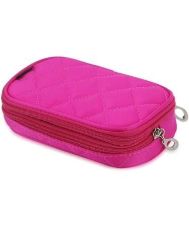 Premium Hot Pink Make-Up Bag for Women | 2 Layer Travel Kit Organizer with Mirror & Brush Pockets | Professional Cosmetic Case - Buy Online on GoSupps.com