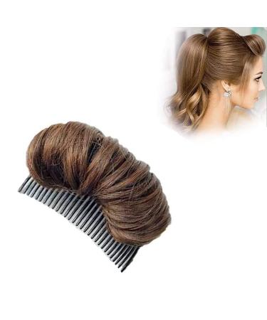 ericotry 1Pcs Bump It Up Volume Inserts Hair Base Hair Bun Invisible False Hair Clip Styling Fluffy Increased Hair Pad Hair Accessories (Light Brown)