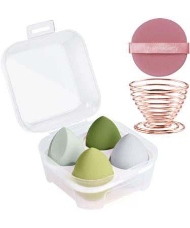 AUAUY 6 Pcs Makeup Sponges Blender Set 4 Pcs Professional Beauty Sponge Foundation Blending Blender with 1 Sponge Holder 1Powder Puff Multi-colored Makeup Sponges for Cream Liquid and Powder 4pcs-Green - Buy Online on GoSupps.com