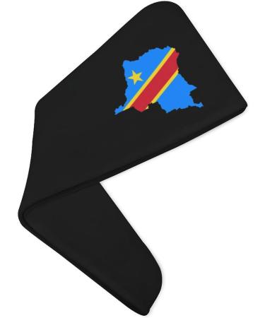 Congo Flag Map Microfiber Hair Towel Wrap for Women - Super Absorbent 10"x26" Hair Turban with Button - Buy Online on GoSupps.com