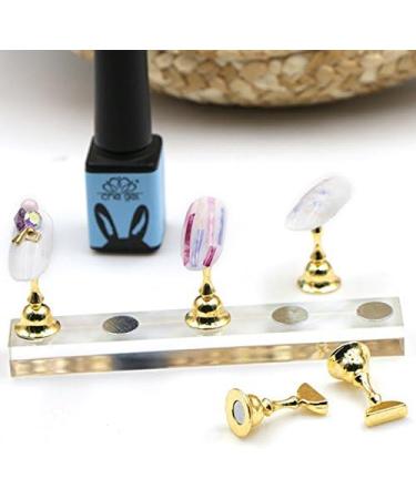 New Magnetic Acrylic Manicure Tools Nail Practice Hand Nail Exercise Base Nail Supplies Nail Tips Gold Display Stand - Buy Online on GoSupps.com
