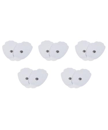 Tens Unit Muscle Stimulator Replacement Pads Patches 10 Pads (5 Pairs) Stick-on Pads Reusable Electrodes Snap On Latex Free (White)
