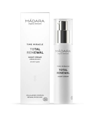 M DARA Organic Skincare | Time Miracle Total Renewal Night Cream - 50ml With multi-molecular Hyaluronic Acid and balancing Physio-Zinc Based on Northern Birch Water Vegan Ecocert certified.