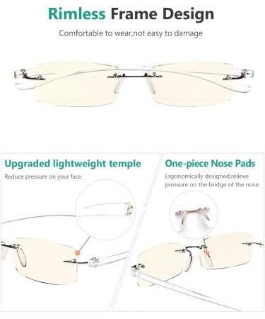 Eyekepper Blue Light Filter Rimless Reading Glasses +0.75 - UV Protection & Stylish Transparent Arms - Shop Internationally - Buy Online on GoSupps.com