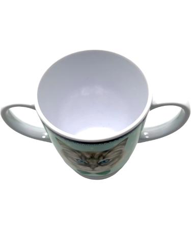 Rosa Lifestyle Two Handled Melamine Cat Mug 400ml - Lightweight Daily Living Aid for Elderly with Weak Grip - Buy Online on GoSupps.com