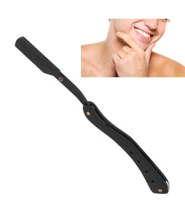Premium Black Stainless Steel Straight Edge Razor - Men's Manual Safety Shaver for Smooth Shaving - Buy Online on GoSupps.com