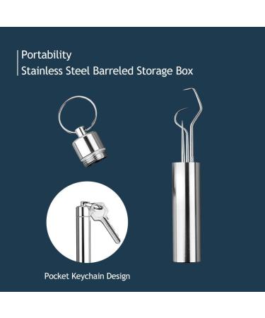 RVUEM 3 PCS Stainless Steel Toothpicks Set | Premium Reusable Floss Tools | Portable Keychain Holder for Travel & Outdoor - Buy Online on GoSupps.com