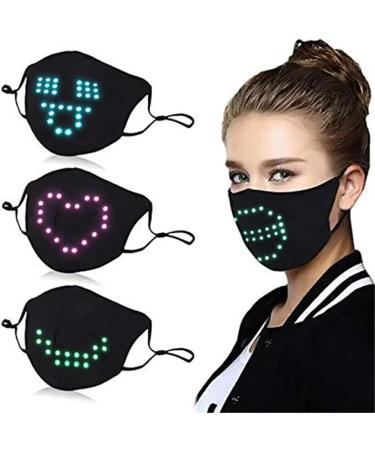 Guanxing GUANGXING LED Voice Activated Face Mask USB Rechargeable Sound Active Light up Face Mask for Costume Christmas Halloween Party Carnival Masquerade Black Large