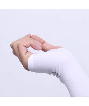 Premium Cycling Arm Sleeves - Sun Protection & Ice Silk Cuff Guard for Men & Women - White - Buy Online on GoSupps.com