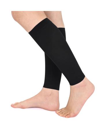 Evolyline 20-30 mmHg Graduated Calf Compression Sleeves for Women & Men Medical Footless Compression Socks for Calf Support Compression Calf Sleeves for Shin Splint Varicose Vein Edema Recovery Black XXL