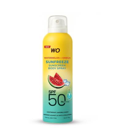 Generic Watermelon + Omega Sunfreeze Sunscreen Spray | SPF 50 PA++++ | -7 C Cooling Effect | UV Rays + Pollution Defense | Lightweight Non-Greasy & Invisible Finish | 100ml
