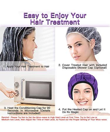 Beautybaby Cordless Deep Conditioning Heat Cap - Microwavable Spa Treatment for Curly Hair - 100% Natural Cotton with Flaxseed - Purple - Buy Online on GoSupps.com