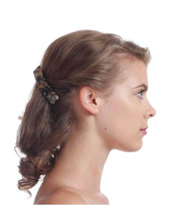 3-Piece Women's Tortoise Shell Cellulose Acetate Barrettes Set - Ivory, Navy Blue | Small French Barrettes for Thin Hair - Buy Online on GoSupps.com