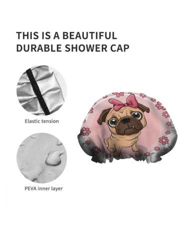 Puppy Girl Bath Hair Cap | Cute Pug Dog Shower Cap | Reusable Pink Shower Cap for Women & Girls | Travel Essentials for Hair Care - Buy Online on GoSupps.com