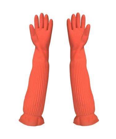 Skoulazeo Long Rubber Gloves Kitchen Dishwashing Gloves Reusable Household Gloves Waterproof Cleaning Gloves for Home Painting Garden