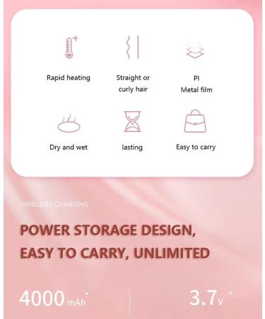 Buy Cordless Curling Iron - Portable 2 in 1 Rechargeable Hair Curler & Straightener for Travel | Mini Flat Iron with 3 Temp Settings - Perfect for Short Hair (Pink - Buy Online on GoSupps.com