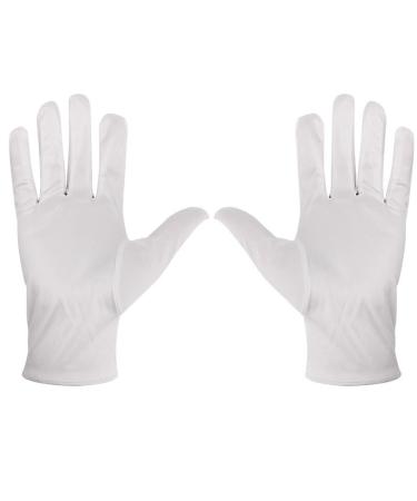 FUZVOL 4 Pairs Cotton Gloves White Gloves Moisturizing Gloves for Eczema Dry Hand Stretchable Breathable White Working Gloves for Jewelry Coin Inspection Serving and Cleaning