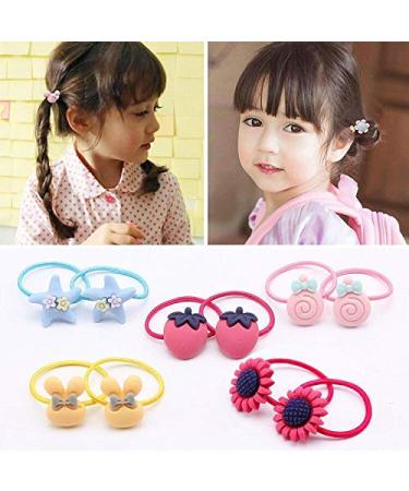Mixed Color Cartoon Elastic Hair Bands - 100 Pieces (50 Pairs) for Girls, Babies, Toddlers, Kids, Teenagers - Hair Accessories and Ponytail Fixer - Buy Online on GoSupps.com