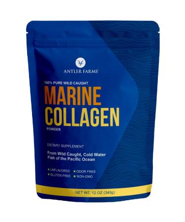 Antler Farms - 100% Pure Clean Marine Collagen Powder from Wild Caught Pacific Snapper 12 oz Soluble in Hot or Cold Liquids Highly Bioavailable Rapid Absorption No Taste or Smell