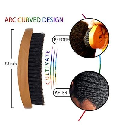 Wolfin Pro Premium Curved 360 Wave Brush - Natural Schima Superba Wood with Black Boar Hair Bristles for 360 Waves and Beard Grooming - Buy Online on GoSupps.com