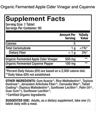 Dr. Mercola Organic Fermented Apple Cider Vinegar and Cayenne 90 Tablets - Buy Online on GoSupps.com