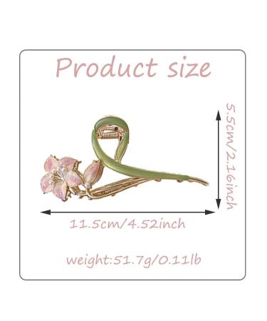 Gold Metal Lily Flower Hair Clip - Pink Floral Barrette for Strong Hold - Cute Fashion Hair Accessory for Thick & Thin Hair - Buy Online on GoSupps.com