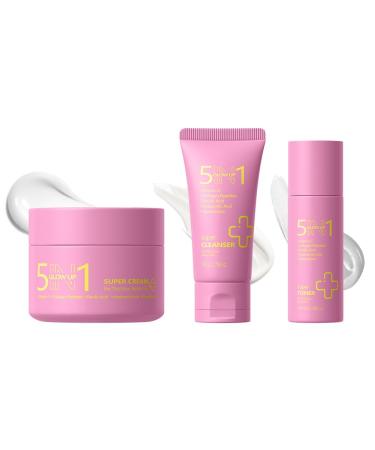 Wenrny 5 In 1 Facial Skin Care Set for Women & Girls Face Daily Care Routine Kit with Cleanser Toner and Face Cream for Skin Cleaning Moisturizing Nourishing Refine Pores Smoothes and Radiant Looking