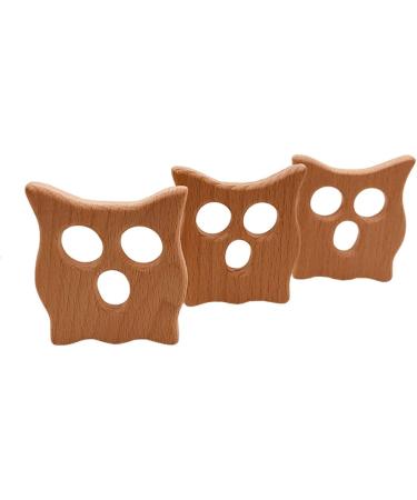 Wendysun 10pcs Owl Shape Wood Teether - Baby Teething Nursing Beech Teether - DIY Pendant Toy - Buy Online on GoSupps.com
