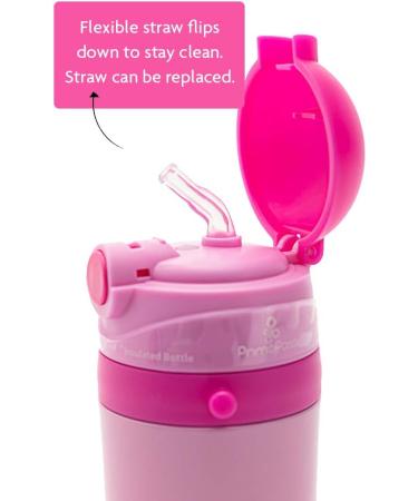 Primo Passi Insulated Straw Water Bottle for Kids - 12oz Thermos Bottle (Pink) - Buy Online on GoSupps.com