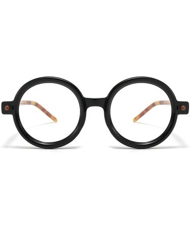 Shop Gleyemor Retro Round Blue Light Glasses - Stylish Vintage Circle Eyeglasses for Men & Women - Black & Tortoise - Perfect for Cosplay & Costume - Buy Online on GoSupps.com