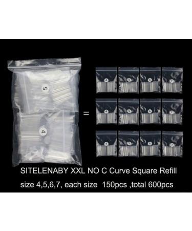 SITELENABY XXL Square Nail Tips 4-7 | 600pcs Clear Acrylic False Nails for French Nail Art - Buy Online on GoSupps.com