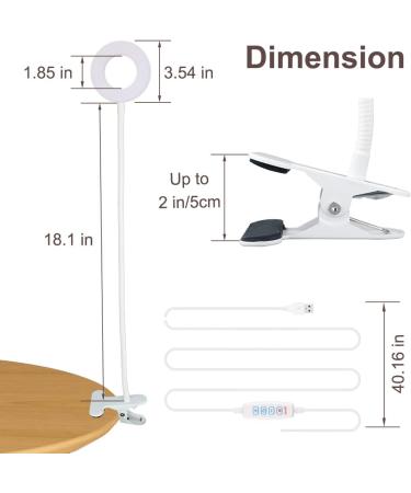 Bekada LED Desk Light Clamp for Video Conference and Laptop, Clip-On USB Ring Light for Zoom Meetings - 3 Colors, 10 Dimming Levels (White) - Buy Online on GoSupps.com