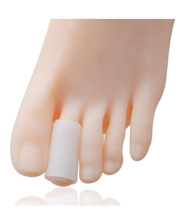 12 Pieces Gel Toe Sleeves Corn Cushion Silicone Toe Tubes Protectors for Cushions Corns  Blisters  Nail Issue  Reduce Friction Bunions Hammer Toes (White)