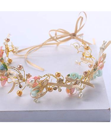 Ever Fairy Multi-Colored Flower Crown Headband | Wedding & Party Hair Garlands for Women & Children | Bridal & Bridesmaid Wreaths with Pearls - Buy Online on GoSupps.com