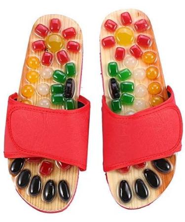 Colorful Pebble Stone Massage Shoes | Natural Acupressure Foot Care | Relaxation at Home (39-Red) | International Shipping - Buy Online on GoSupps.com