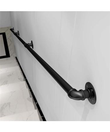 Stair Banister Handrail Handrail 3Ft Complete Kit Non-Slip Industrial Wind Wrought Iron Pipe Elderly Stairs Handrail Indoor and Outdoor Corridor Attic Support Rod