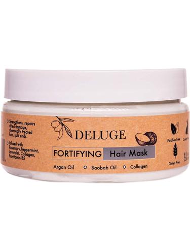 DELUGE Fortifying Hair Mask. Argan Oil Intensive Repair Hair Conditioning and Scalp Treatment For Dry Damaged and Chemically Treated Hair. All Natural and Organic  Vegan Formula. Coconut Oil  Baobab Oil for Natural Hair ...