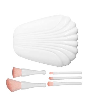 Daily Use With Mirror Box Makeup Brush Beauty Tools Shell Mini Travel(White)