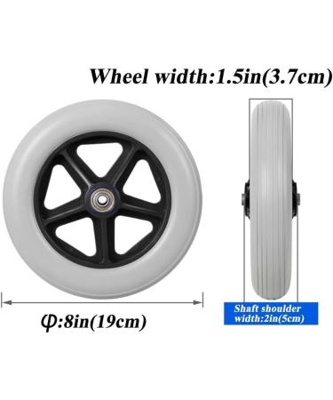Wheelchair Wheels Wheelchair Front Castor Wheelchair Wheel Replacement 8 inch Wheelchair Front Wheel 1 pair Wheelchair Wheel Casters 8mm Bearings(gray black) (Color : Grey)(Grey) - Buy Online on GoSupps.com