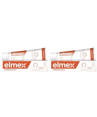 Elmex toothpaste caries protection 75 ml-medical tooth cleaning for highly effective caries protection-offers twin-active calcium fluoride protective shield for resistant teeth (pack with 2) 37.50 ml (4-pack) toothpaste