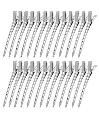 26Pcs Hair Sectioning Clips 3.5 inches Duck Bill Sectioning Clips Metal Curl Setting Section Hair Clips Professional Sectioning Clips for Barbershop Hair Salon Hairdressing Styling Salo(Silver)