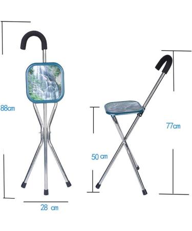 Stainless Steel Triangle Folded Walking Stick with Seat Foam Sponge Handle Rubber Feet ABS Material Texture Processing Elderly Walking Assistance Surprise Gift - Buy Online on GoSupps.com