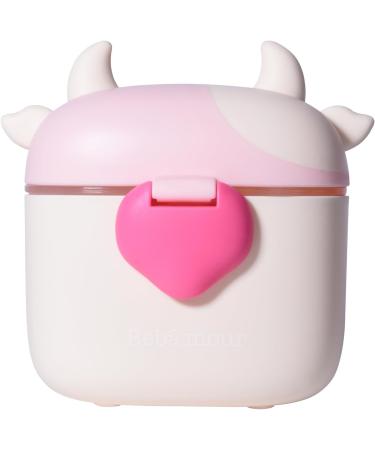 Bebamour Baby Milk Powder Dispenser Pot - 230G Formula Dispenser for Baby Snacks - 450ML Light Pink Cow Design - Buy Online on GoSupps.com