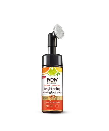 WOW Skin Science Brightening Vitamin C Foaming Face Wash with Built-In Face Brush for deep cleansing - No Parabens Sulphate Silicones & Color - 100mL