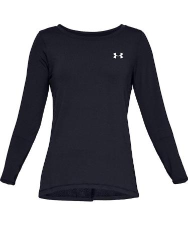 Under Armour Women's HeatGear Long-Sleeve T-Shirt - Black/Metallic Silver - Small - Buy Online on GoSupps.com