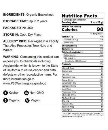 Organic Buckwheat Kasha 8oz - Toasted Whole Groats, Non-GMO, Kosher - Sirtfood Superfood - Buy Online on GoSupps.com