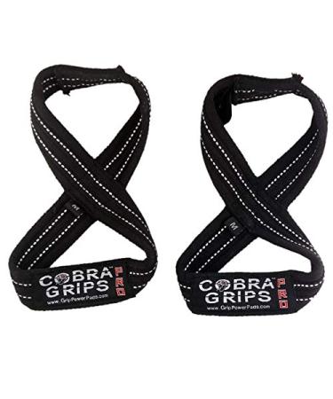 Deadlift Straps Figure 8 Loop Lifting Straps The #1 Choice for Power Lifters weightlifters Workout Enthusiasts 70 cm Up to 8.0" Wrist Circumference Black with White Strips