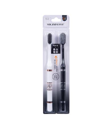 Couple Brush Set Black and White Toothbrush Comfortable Handle Suitable for Couples Couple Set Black / White